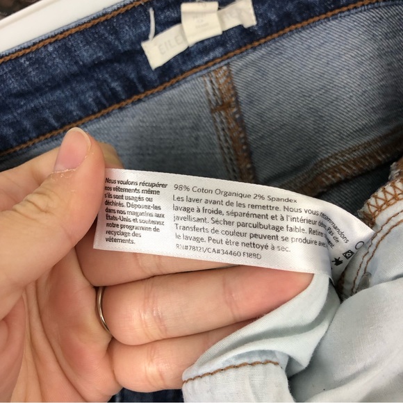 Eileen Fisher Organic Cotton Stretch Straight Leg Raw Hem High Rise Jean Size 10 - Picture 7 of 8